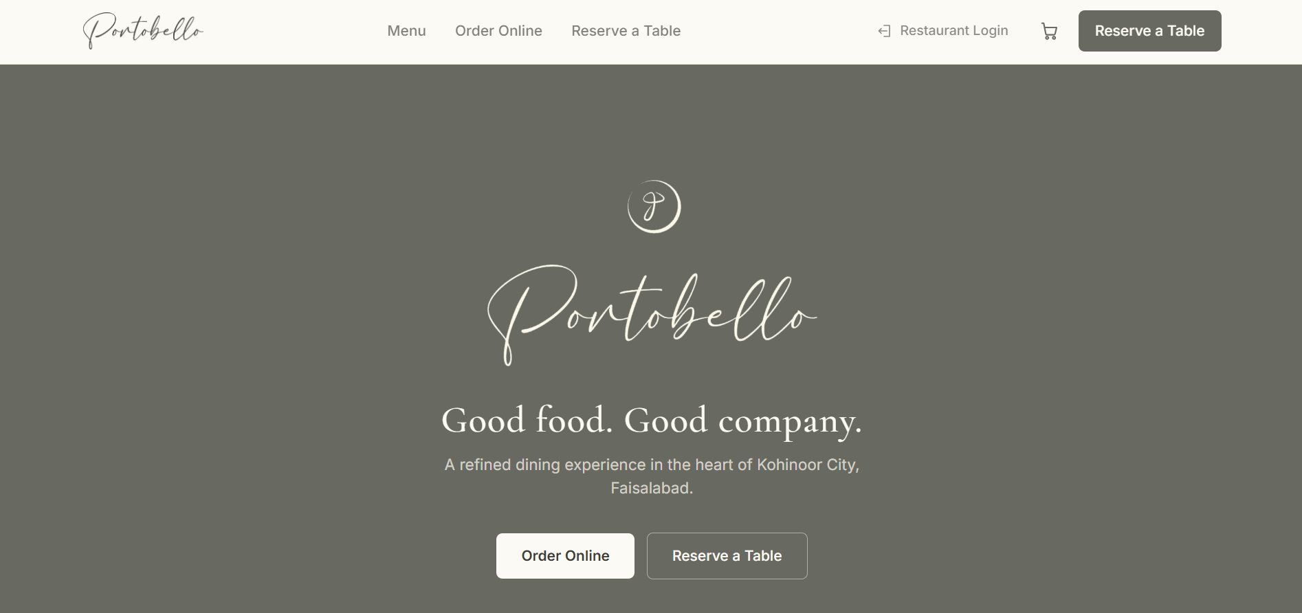 Portobello — Restaurant — Menu, Orders & Reservations | project by AH Systems
